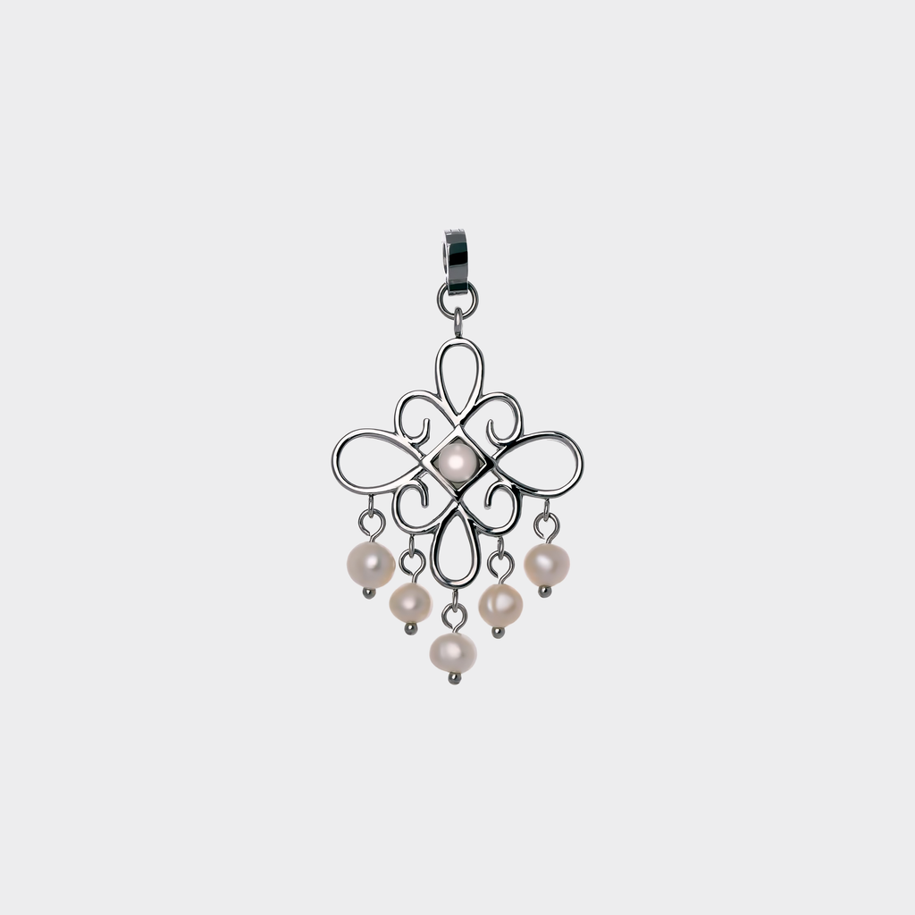 ZELDA Pendant – Six Baroque Pearls in Steel, BETTENCOURT jewellery
