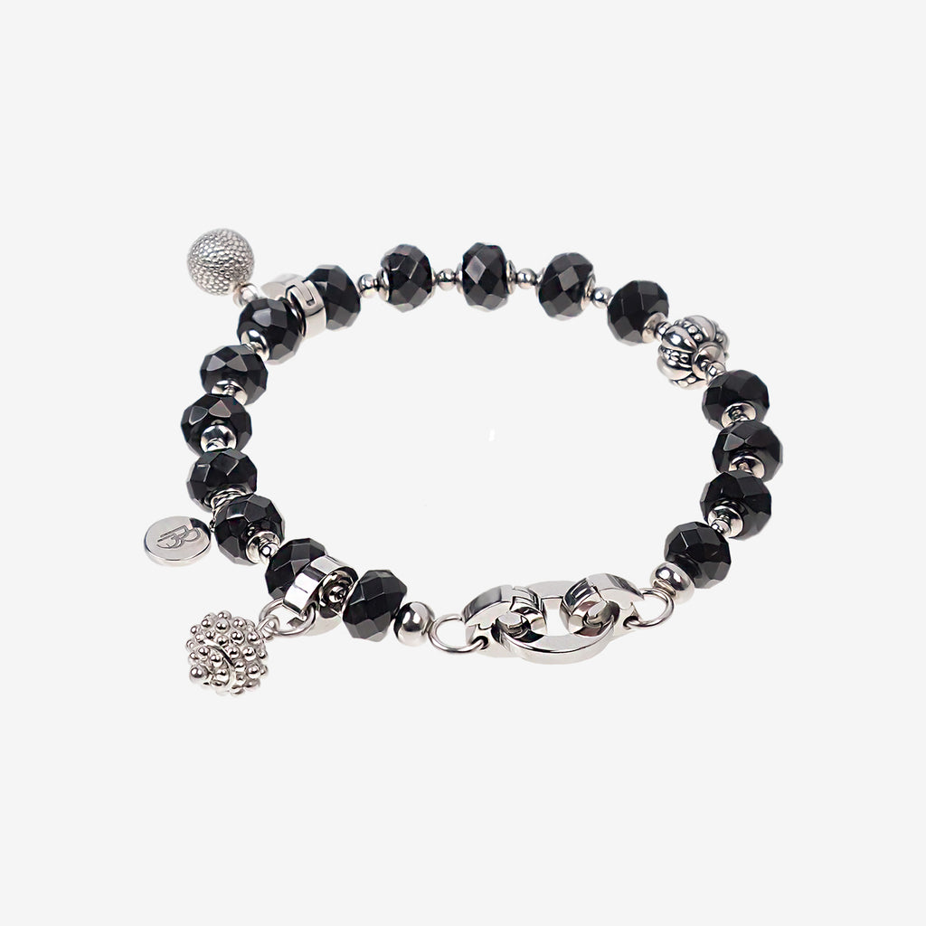 NERINA – Black Agate Stainless Steel Bracelet 19.5cm, BETTENCOURT jewellery