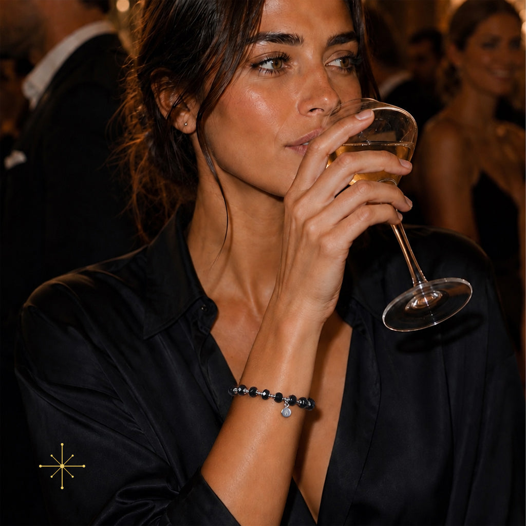 NERINA – Black Agate Stainless Steel Bracelet, BETTENCOURT jewellery — view 2 (AI-assisted image)