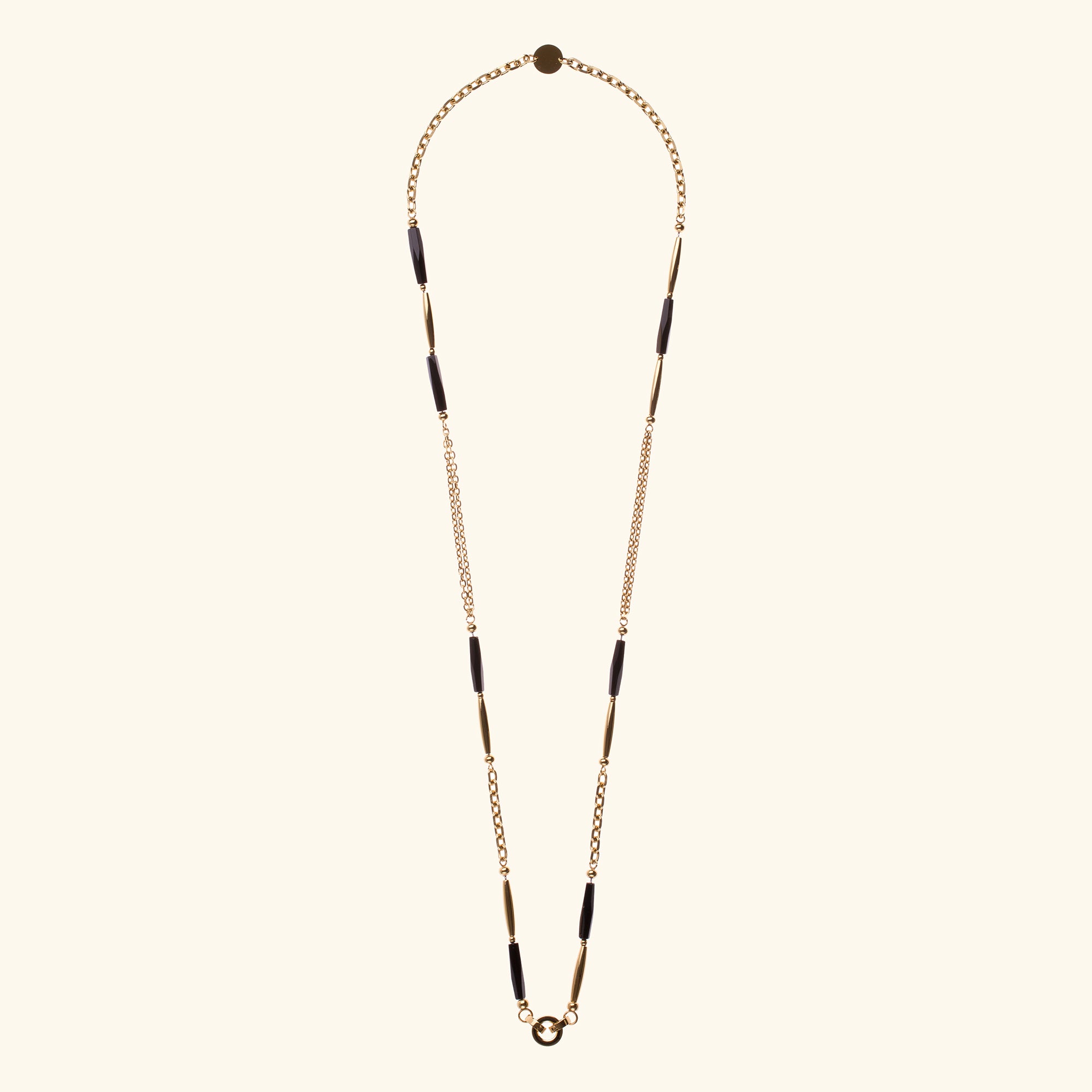 MORGANA — Long Gold & Black Agate Necklace, BETTENCOURT jewellery