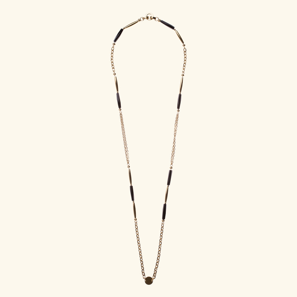 MORGANA — Long Gold & Black Agate Necklace, BETTENCOURT jewellery — view 3