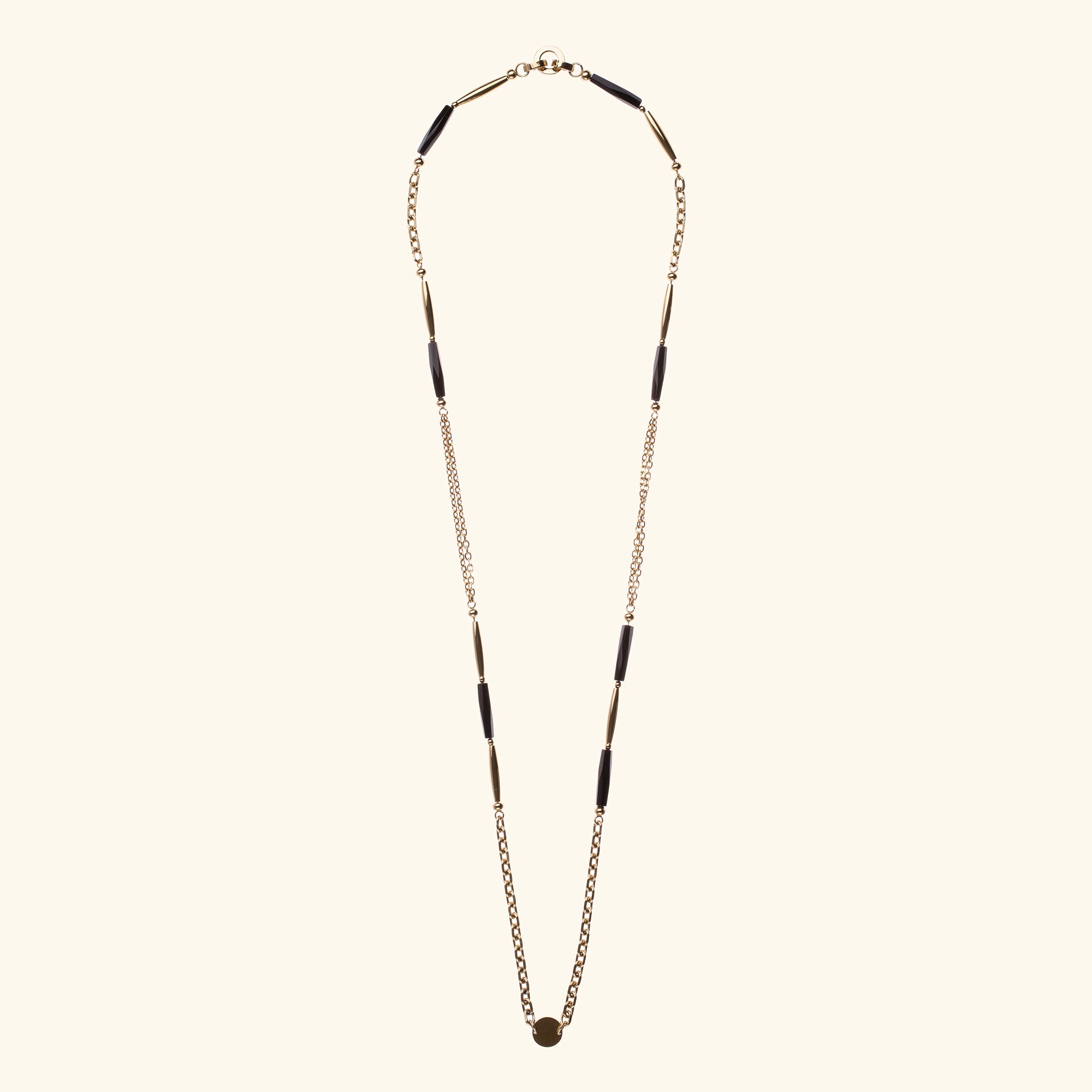 MORGANA — Long Gold & Black Agate Necklace, BETTENCOURT jewellery — view 3