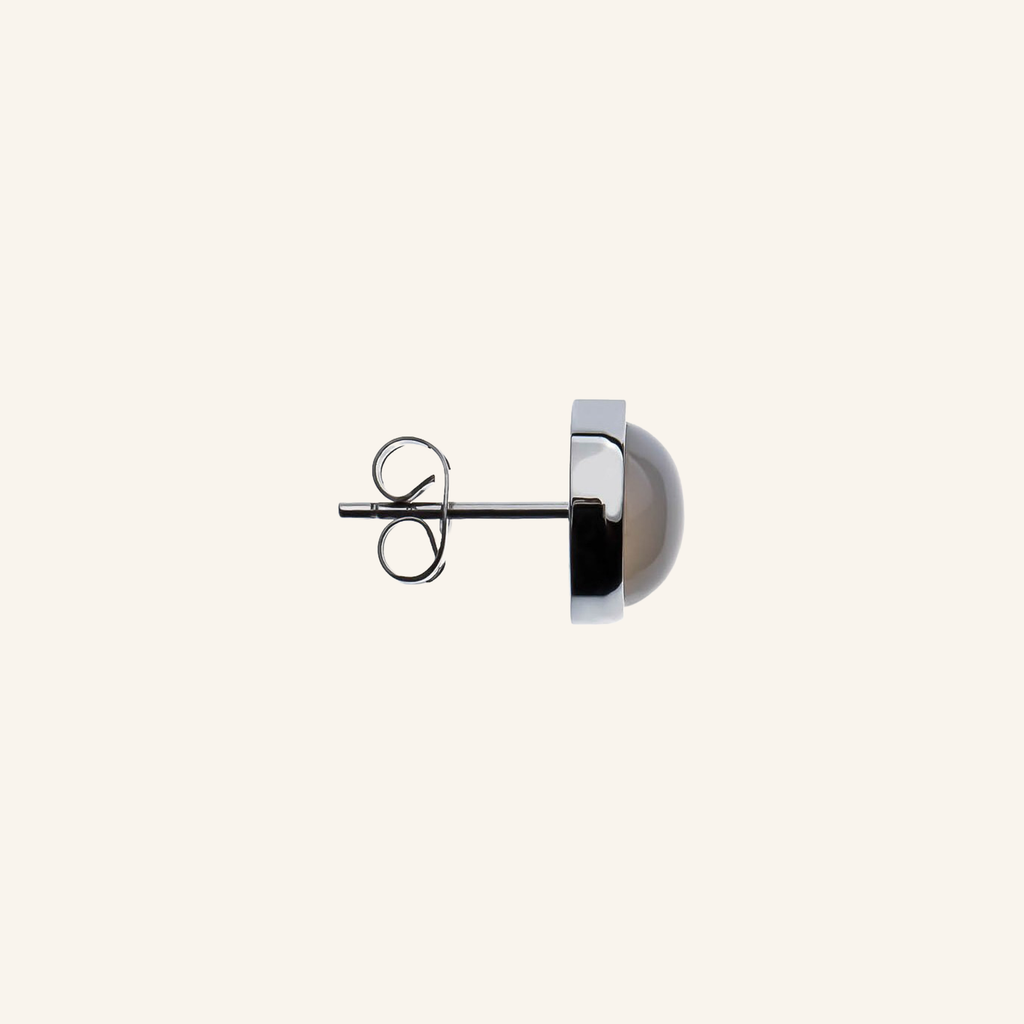 GRAZIA Earrings — Grey Agate Studs, BETTENCOURT jewellery — view 4