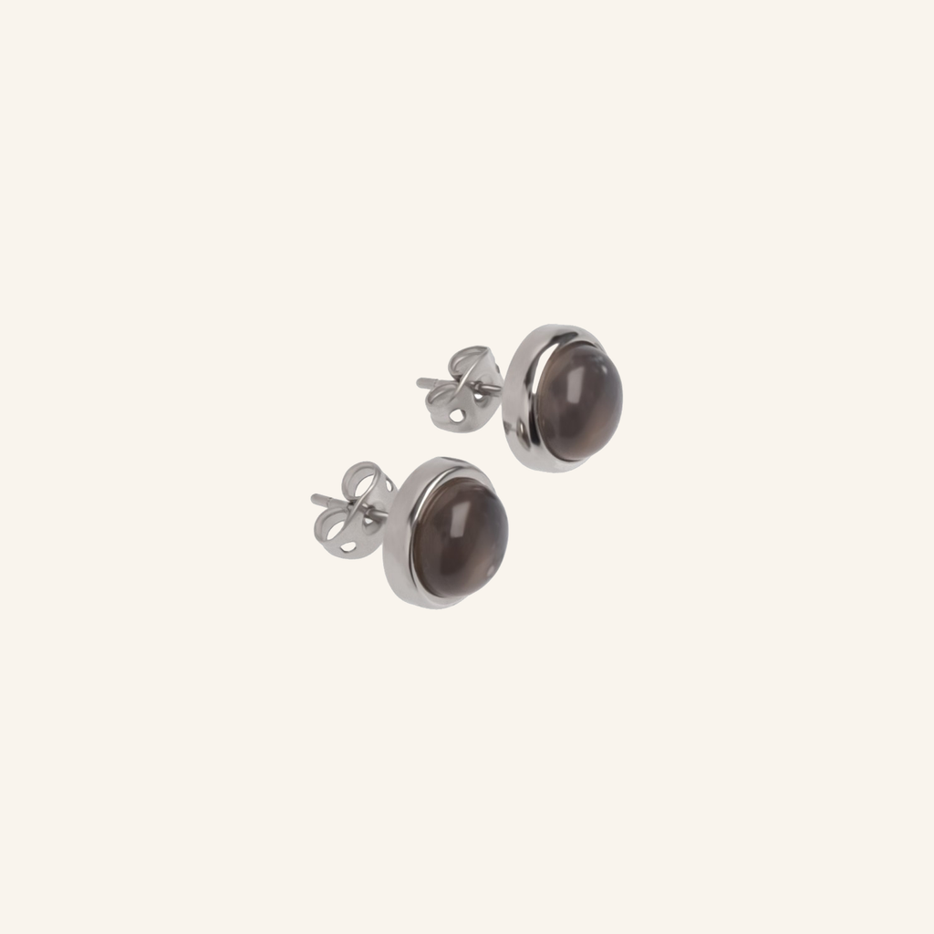 GRAZIA Earrings — Grey Agate Studs, BETTENCOURT jewellery