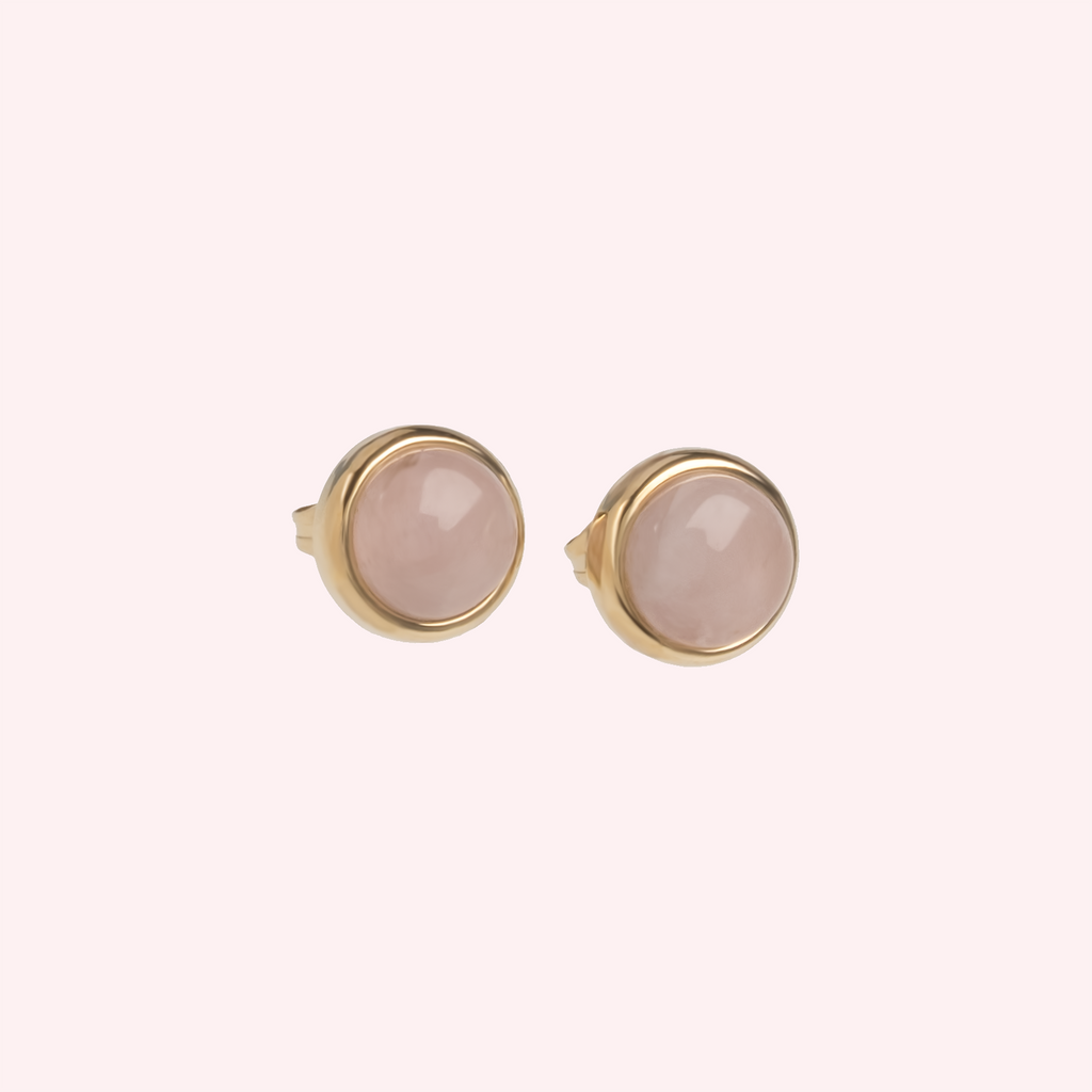 ROSA Earrings — Rose Quartz Studs, BETTENCOURT jewellery — view 3