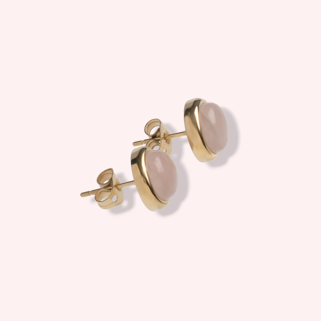 ROSA Earrings — Rose Quartz Studs, BETTENCOURT jewellery — view 4