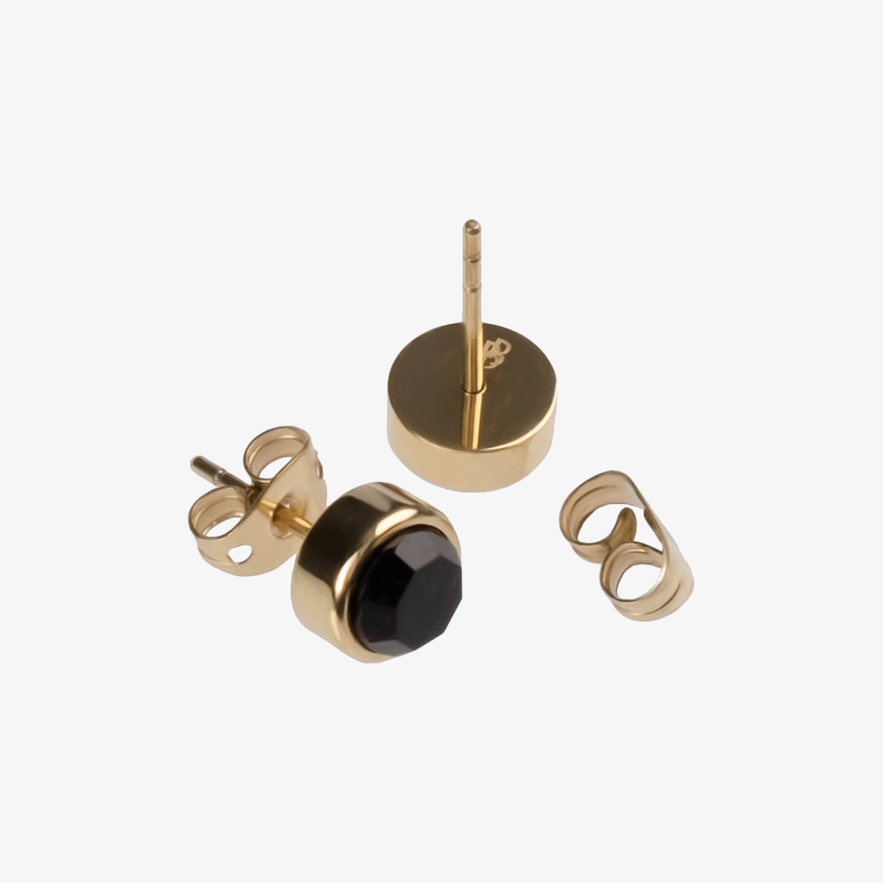 GEMMA Earrings — Black Agate Studs, BETTENCOURT jewellery — view 3