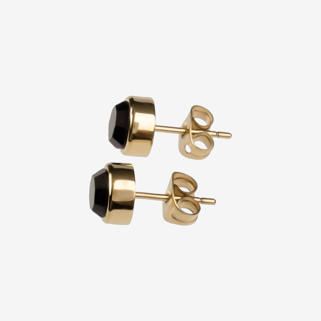 GEMMA Earrings — Black Agate Studs, BETTENCOURT jewellery — view 4