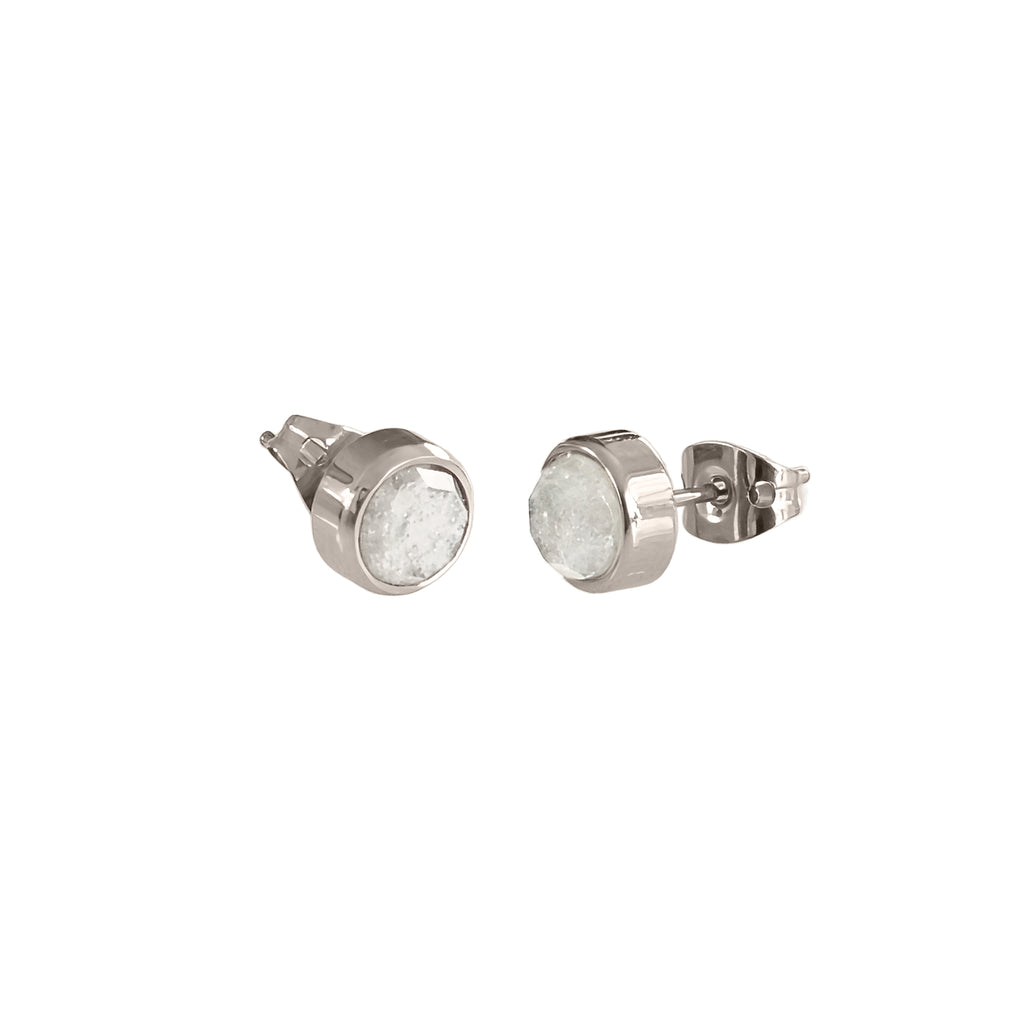 NEVE Earrings — White Agate Studs, BETTENCOURT jewellery — view 3