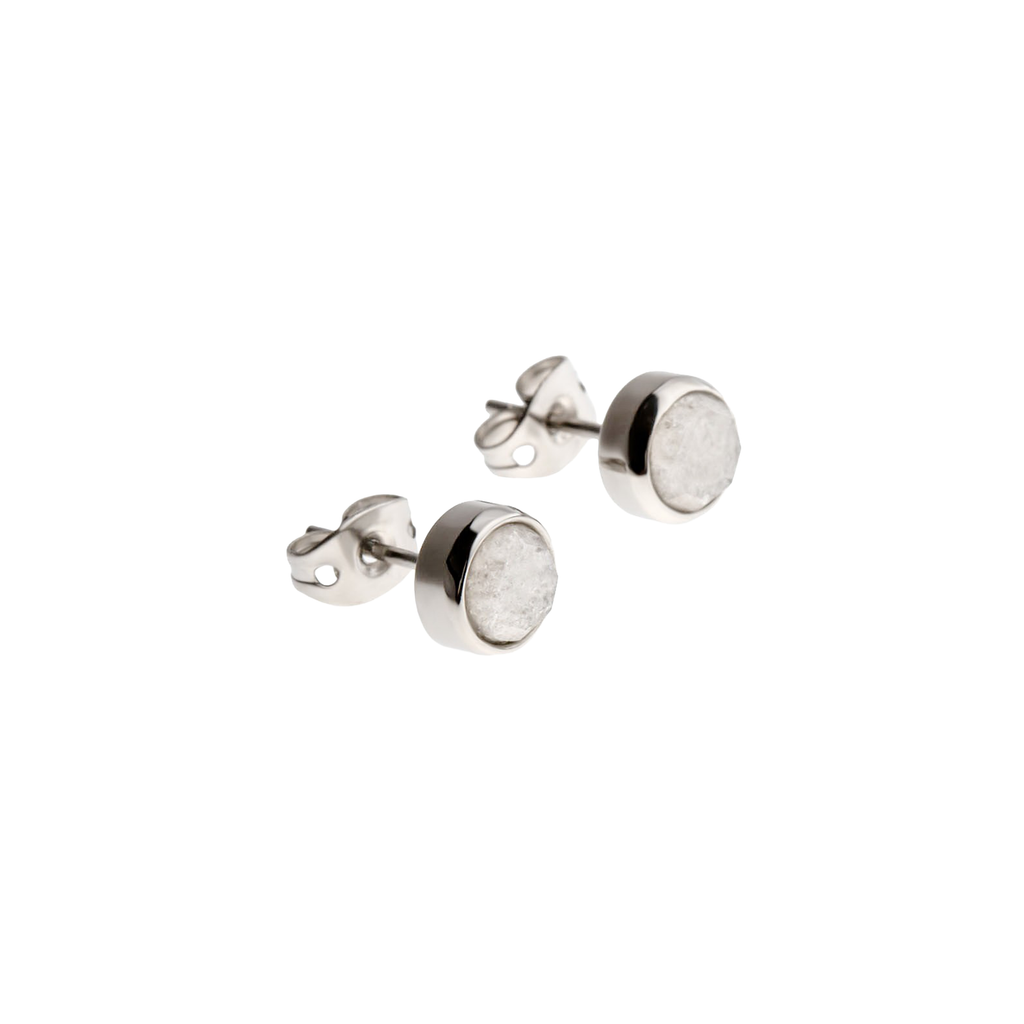 NEVE Earrings — White Agate Studs, BETTENCOURT jewellery