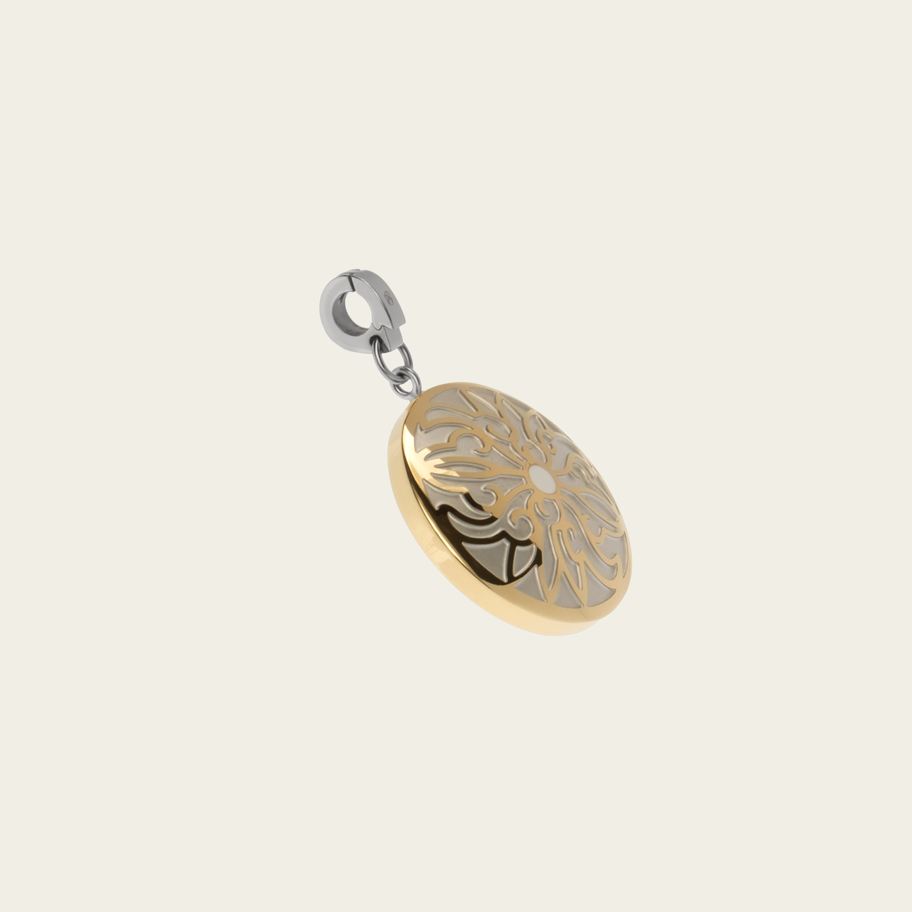 LUA – bicolor pendant in stainless steel and gold, BETTENCOURT jewellery — view 2