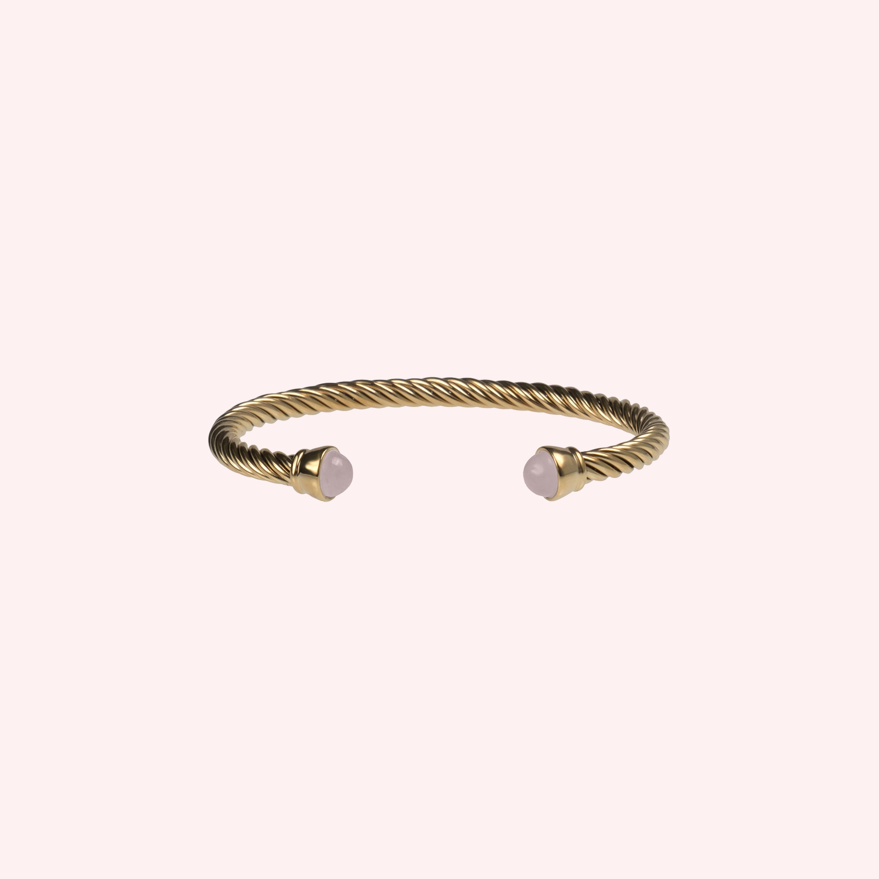 ELICA – Gedrehter Gold-Armreif mit Rosenquarz, BETTENCOURT Schmuck – Ansicht 4