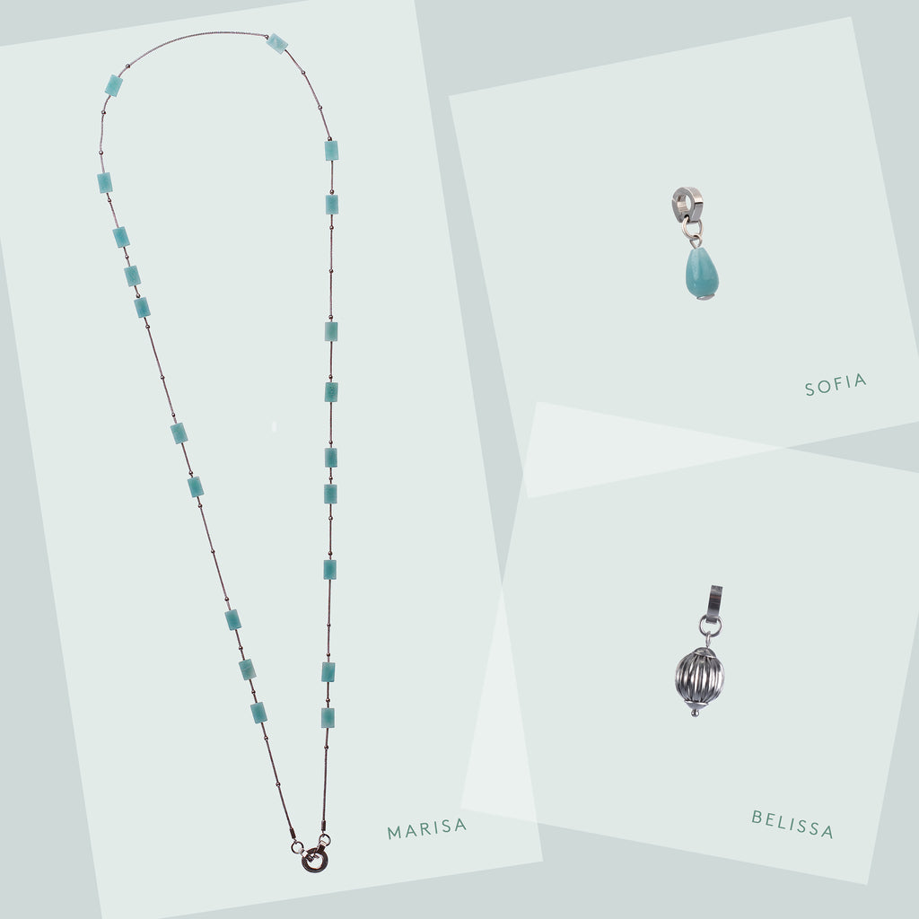 MARISA & SOFIA & BELLISSA Set — Amazonite Necklace & Pendants, BETTENCOURT jewellery