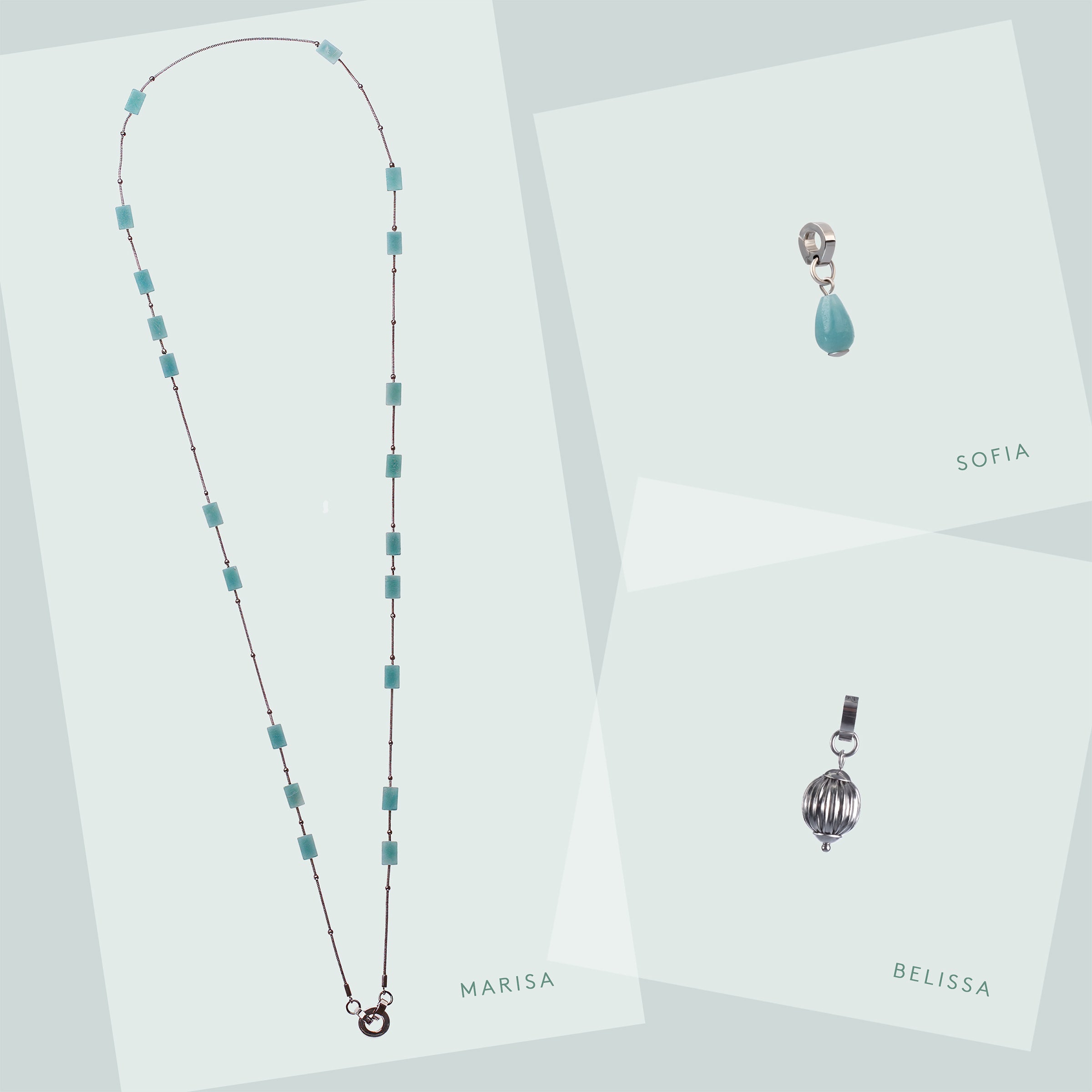 MARISA & SOFIA & BELLISSA Set — Amazonite Necklace & Pendants, BETTENCOURT jewellery