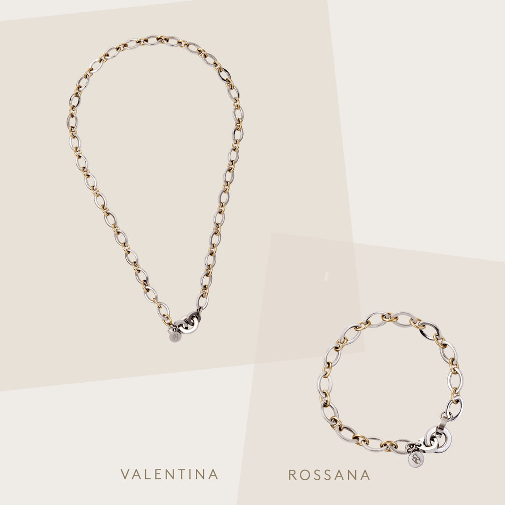 VALENTINA & ROSSANA Set – Bicolor Halskette & Armband, BETTENCOURT Schmuck