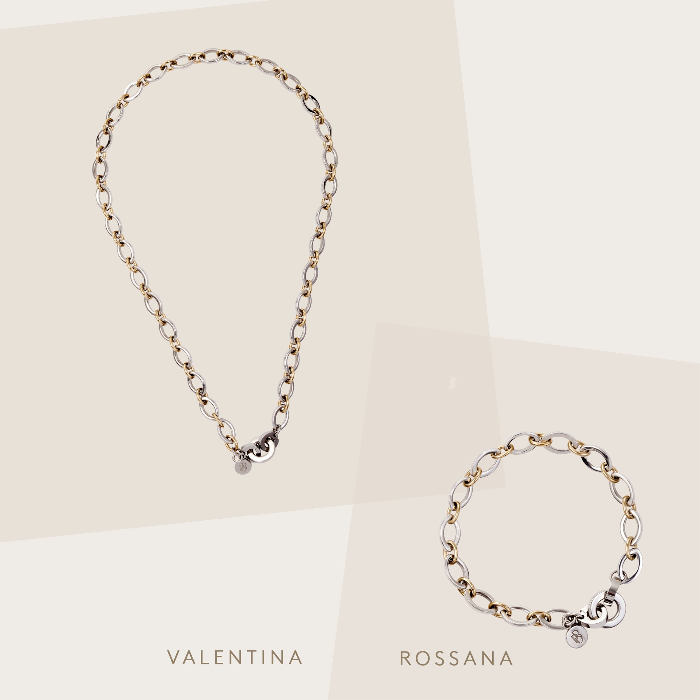 VALENTINA & ROSSANA Set – Bicolor Halskette & Armband, BETTENCOURT Schmuck